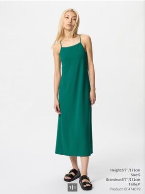 uniqlo green floral dress Women's Volume Sleeve Dress | Printed